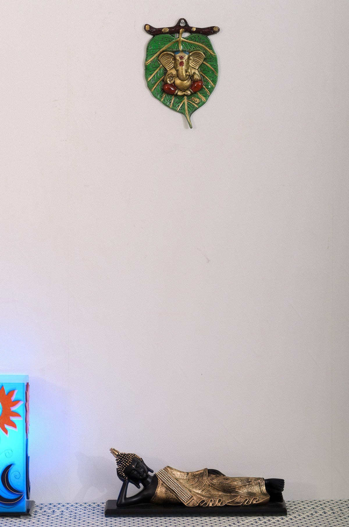 Lord Ganesha onn Green Leaf Wall Hanging