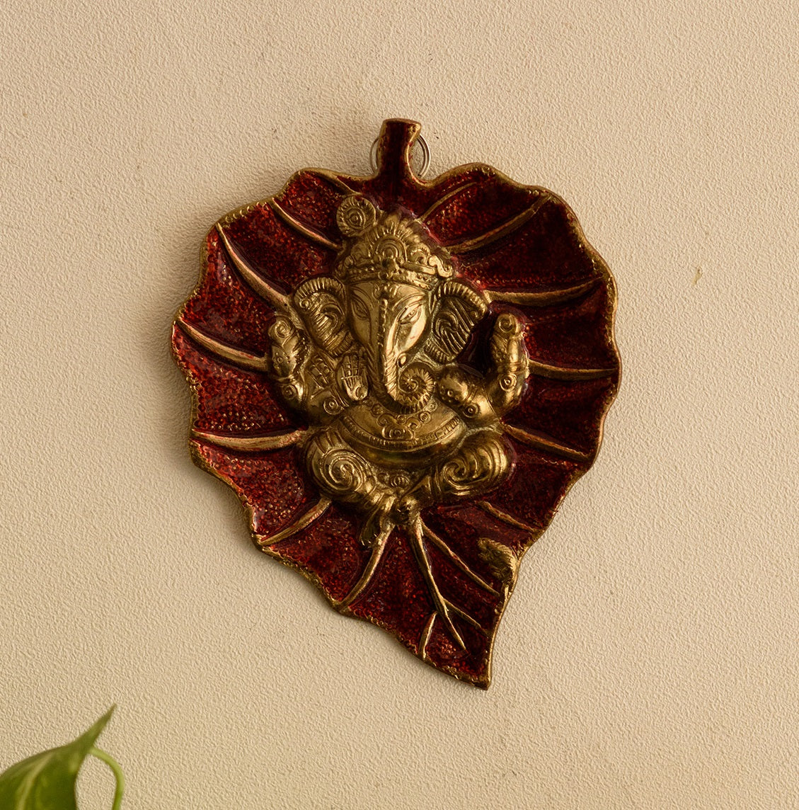 Lord Ganesha on Red Leaf