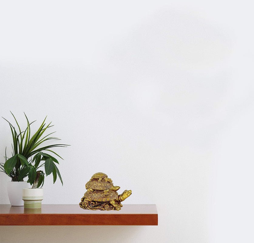 Three Tiered Turtle Tortoise Family For Positive Environment, Health, Wealth, Success, Good Luck and Home Decor - 12 cm