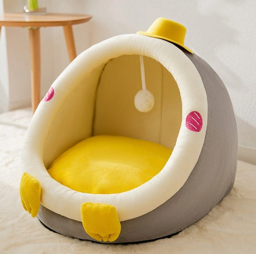 Lovely Pet Bed Semi-Closed Soft Cat Bed