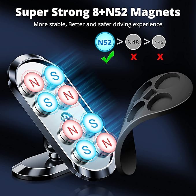 Magnetic Car Phone Holder, Universal 360° Rotation Strong Magnet Car Phone Holder