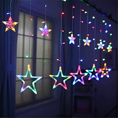 Star Curtain Led Lights 12 Stars,138 String Led 2.5 Meter for Decoration-Strip Led Light (Multi)