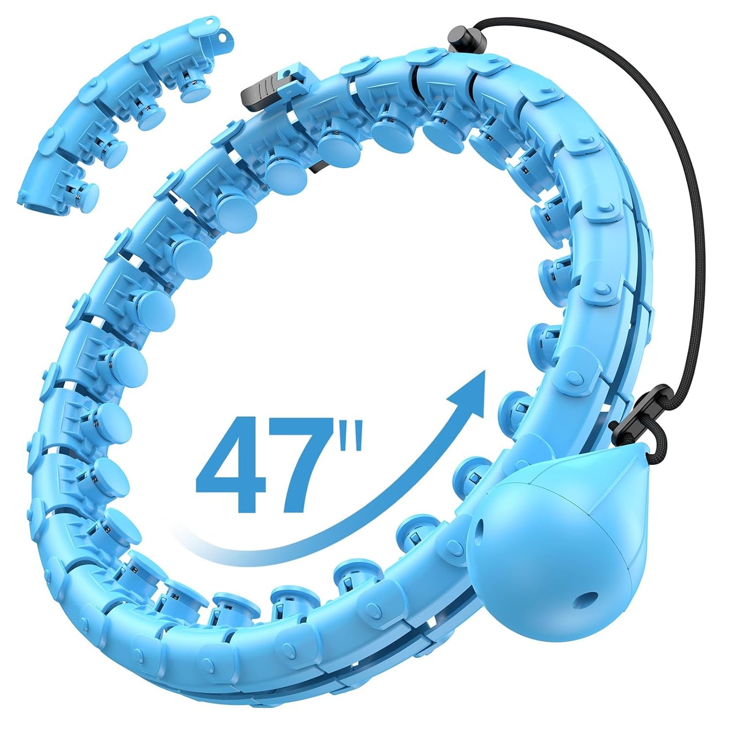 Smart Weighted Hula Hoop for Adults Weight Loss, 24 Detachable Knots, 2 in 1 Adomen Fitness