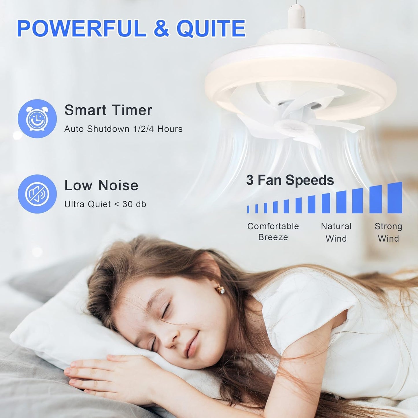 Ceiling Fan with LED Light, Remote Control, 3 Color