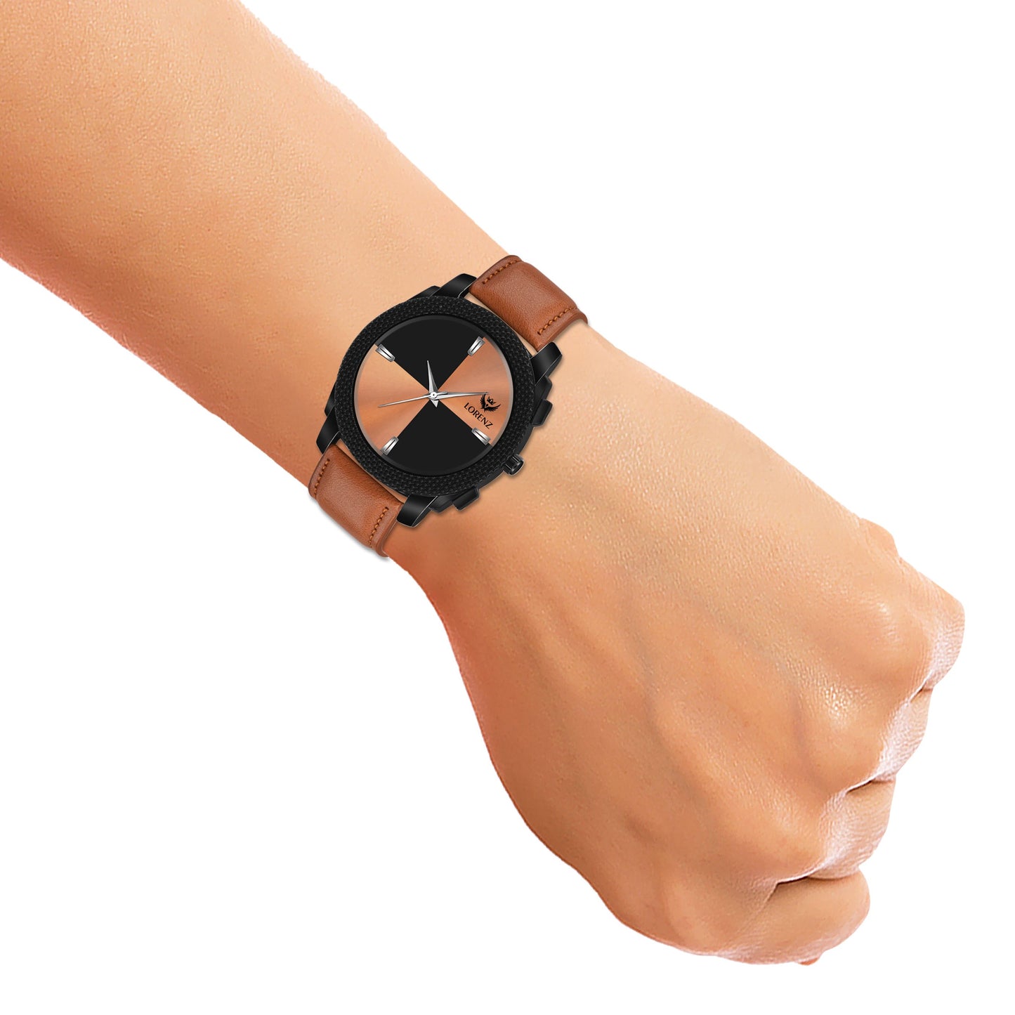 Lorenz Two Tone Dial & Brown Leather Strap Analogue Watch for Men