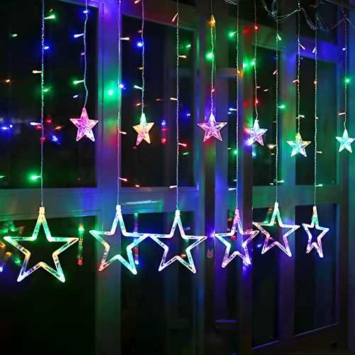 12 Stars Curtain Hanging String Lights