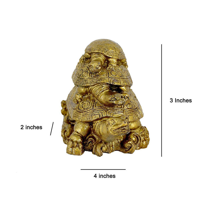 Three Tiered Turtle Tortoise Family For Positive Environment, Health, Wealth, Success, Good Luck and Home Decor - 12 cm