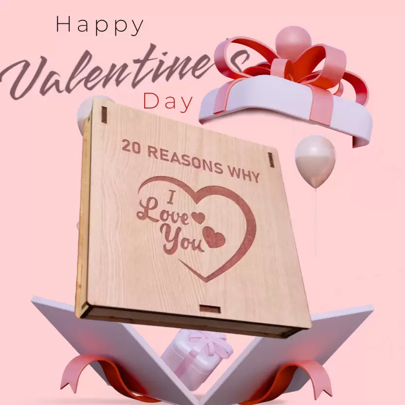 Nyaro valentine's day 20 Reasons Why I Love You Message Gift Box  (WOOD, Pack of 1)