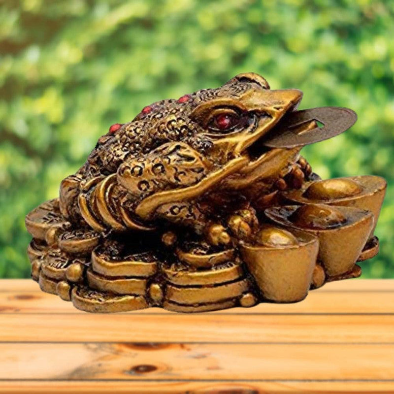 Vastu Feng Shui Three Legged Frog With Coin For Health, Wealth and Happiness | Decorative Showpiece for Home decor - 7 cm