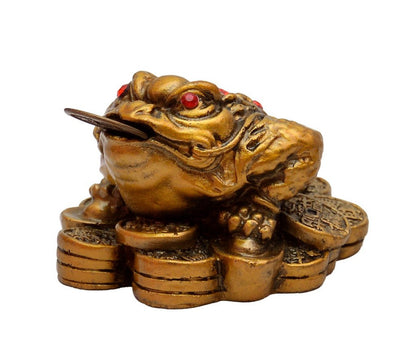 Vastu Feng Shui Three Legged Frog With Coin For Health, Wealth and Happiness | Decorative Showpiece for Home decor - 7 cm
