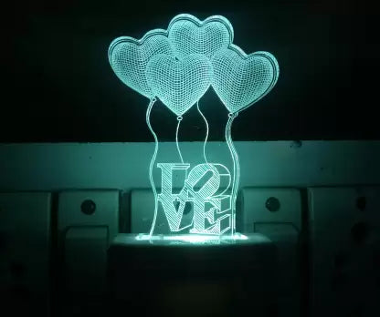 Love Balloons 3D Illusion Acrylic RGB Led Lamp with 16 Color Changing