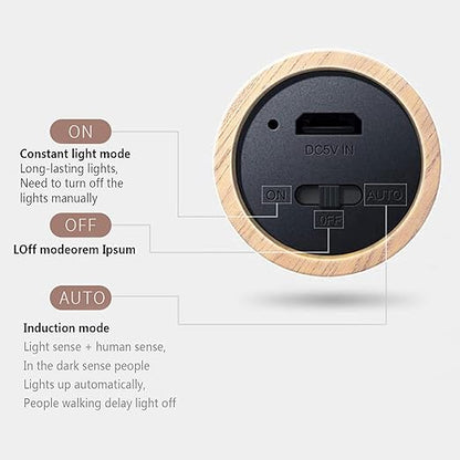 Wall Light with Motion Sensor LED Wooden Night Lights Build in Rechargeable Battery Wall Lamp