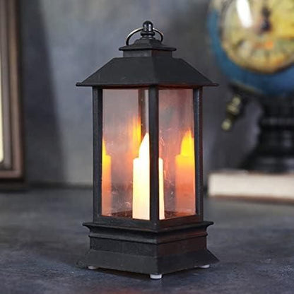 Decorative Lanterns Hanging Lantern with Flashing Led Pillar Candles Battery Operated