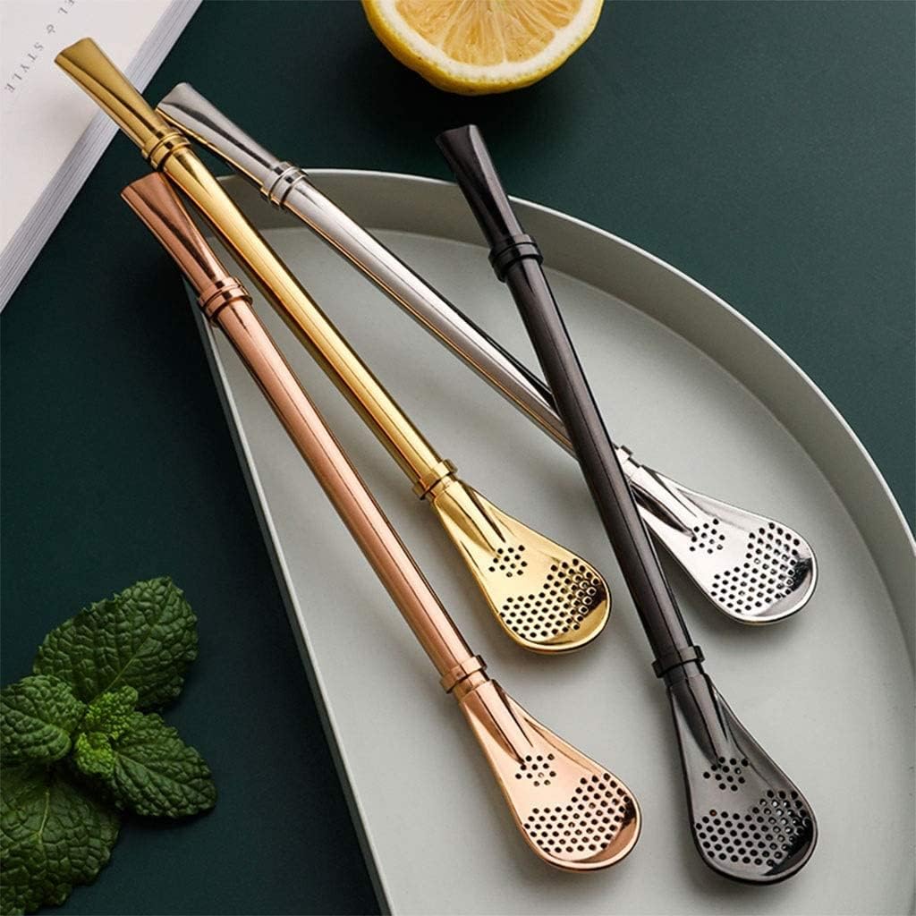 Coffee Spoon Straw Spoon Made of Stainless Steel, Coffee Spoon, for Kitchen Restaurant, Drink Spoon