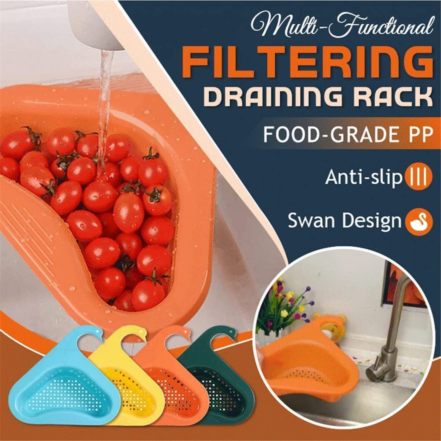 Swan Shape Sink Basket, Corner Kitchen Sink Strainer  (Pack Of 2 )