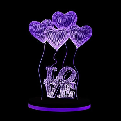 Love Balloons 3D Illusion Acrylic RGB Led Lamp with 16 Color Changing