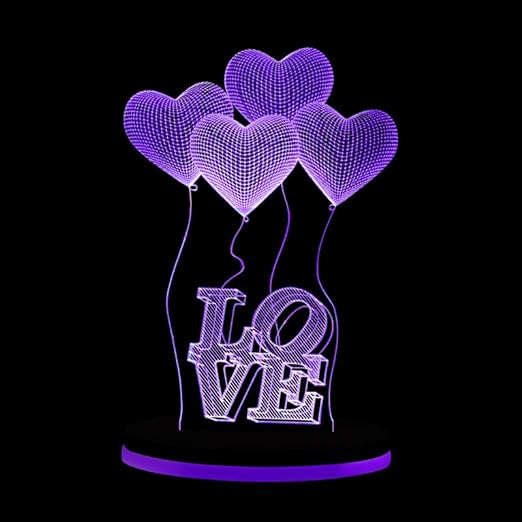 Love Balloons 3D Illusion Acrylic RGB Led Lamp with 16 Color Changing