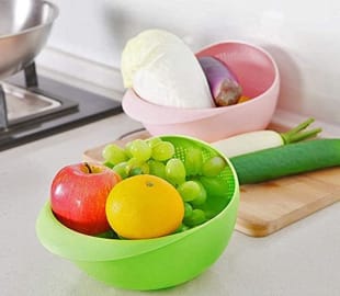 Durable Plastic Unbreakable Strainer, Plastic Rice Wash Bowl, Washing Bowl for Rice (Pack of 4)