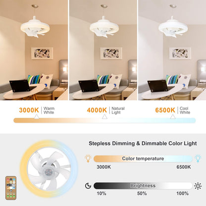 Ceiling Fan with LED Light, Remote Control, 3 Color