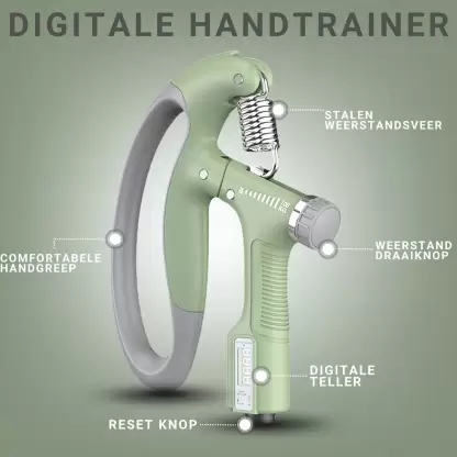 Hand Grip Strength Trainer with Counter 10 to 100 kg, Non-Slip Gripper, for Hand Exercising (Green)