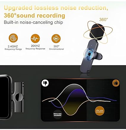 Collar Wireless Mic for Type-C Android,Tablets & iPhone Mobile Lavalier Microphone