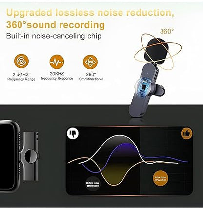 Collar Wireless Mic for Type-C Android,Tablets & iPhone Mobile Lavalier Microphone