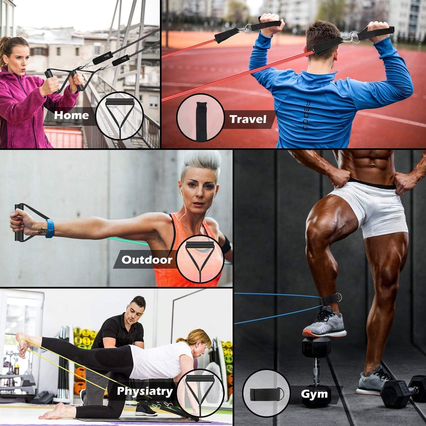 Toning Tube Set of 5 with Foam Handle 1 Set of 11 Pieces