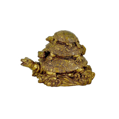Three Tiered Turtle Tortoise Family For Positive Environment, Health, Wealth, Success, Good Luck and Home Decor - 12 cm