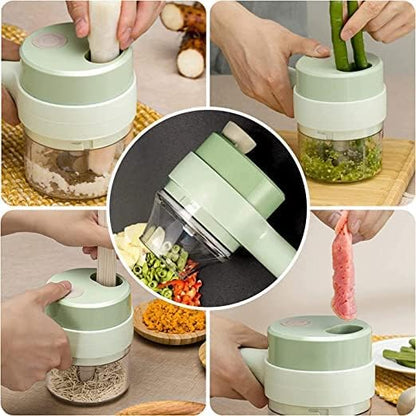 4 in 1 Electric Handheld Cooking Hammer Vegetable Cutter Set Food Chopper Multifunction