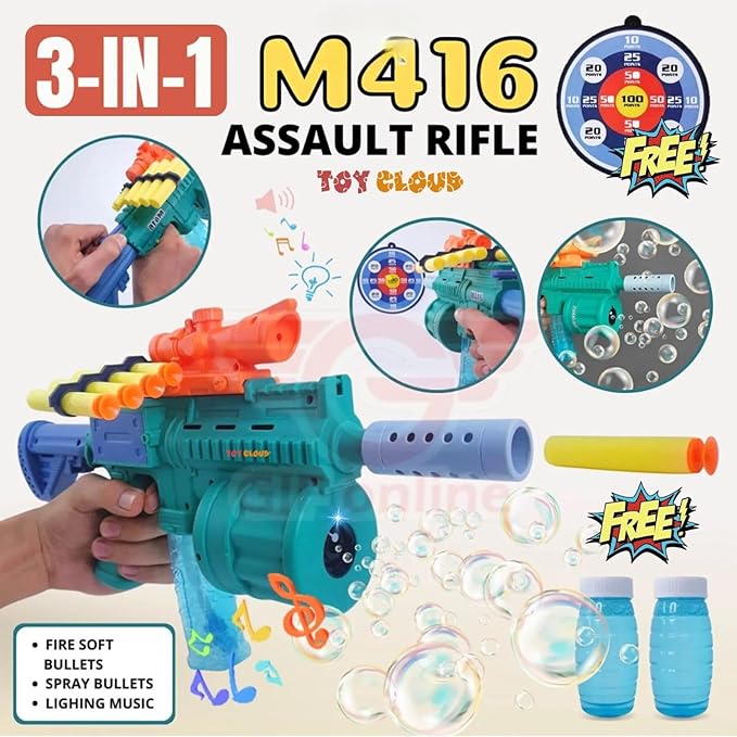 3 Times The Fun: Gel Blaster, Soft Bullet Gun, and Bubble Machine