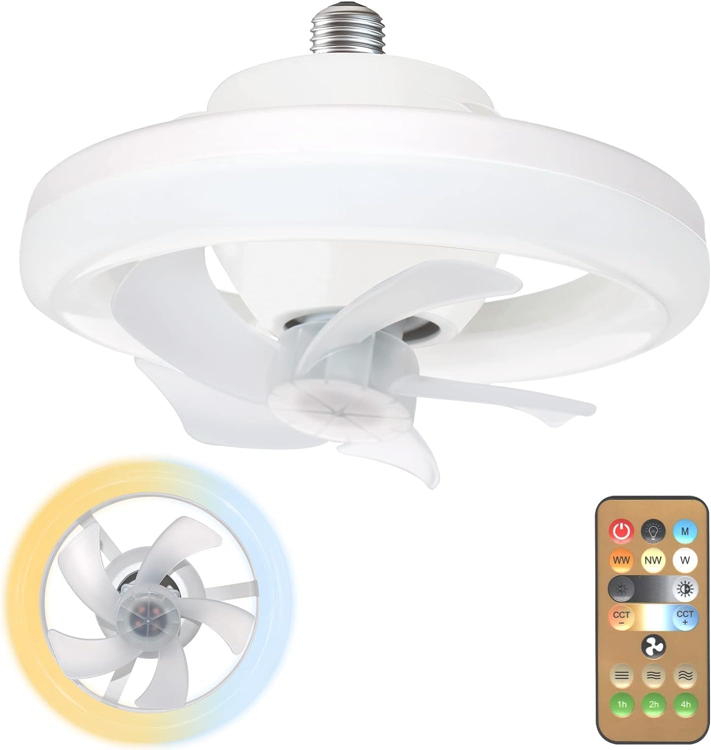 Ceiling Fan with LED Light, Remote Control, 3 Color
