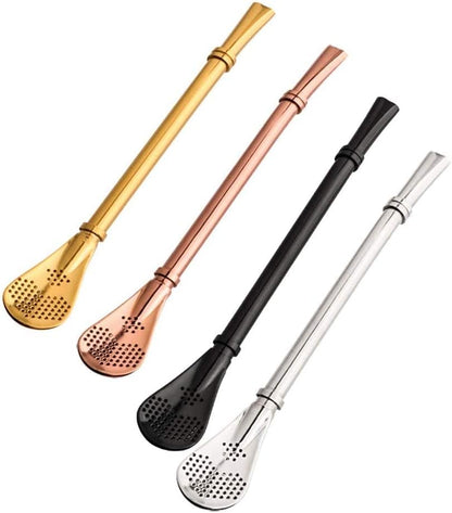 Coffee Spoon Straw Spoon Made of Stainless Steel, Coffee Spoon, for Kitchen Restaurant, Drink Spoon