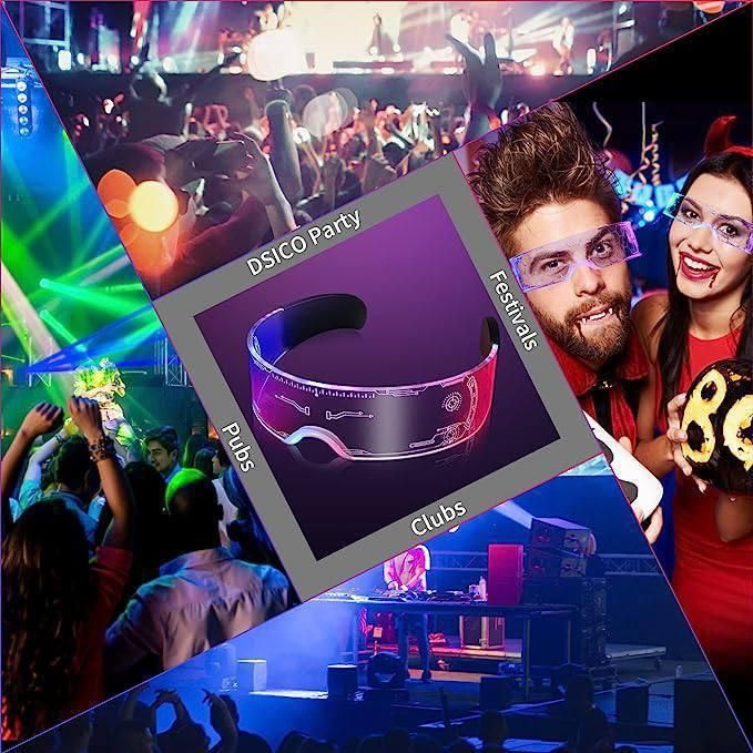 Led Glasses Light Up Glasses Led Visor Glasses 7 colors and 5 modes, Luminous Glasses