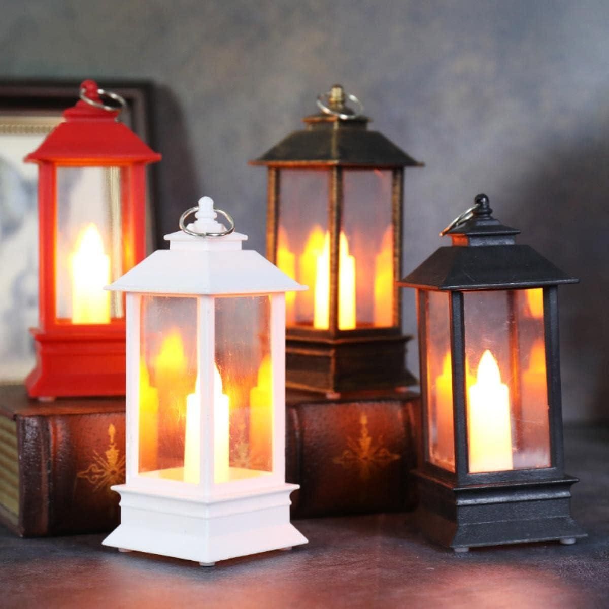 Decorative Lanterns Hanging Lantern with Flashing Led Pillar Candles Battery Operated
