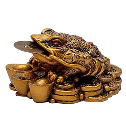 Vastu Feng Shui Three Legged Frog With Coin For Health, Wealth and Happiness | Decorative Showpiece for Home decor - 7 cm