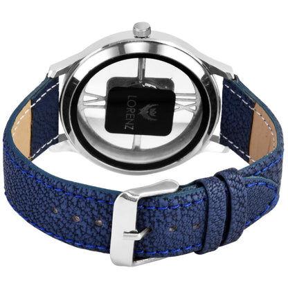 Lorenz Blue Leather Strap & Transparent Stylish Dial Analogue Watch for Men