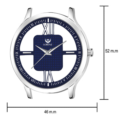 Lorenz Blue Leather Strap & Transparent Stylish Dial Analogue Watch for Men